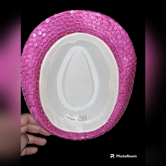 Disney Pink Sequin Fedora/Hat w Silk Black Band NWOT - Picture 5 of 5